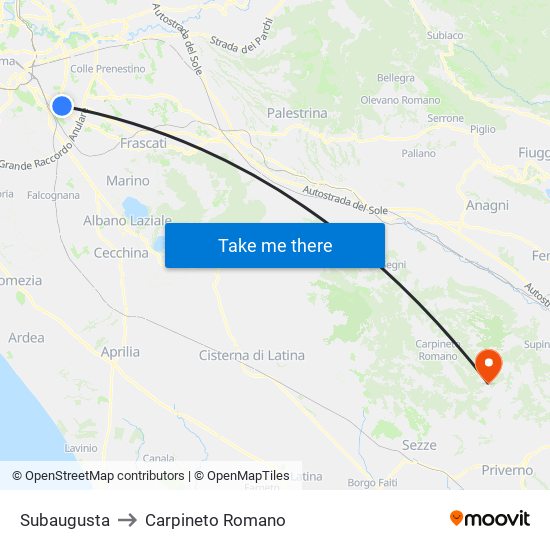 Subaugusta to Carpineto Romano map