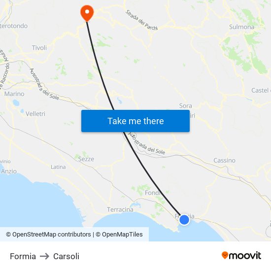 Formia to Carsoli map