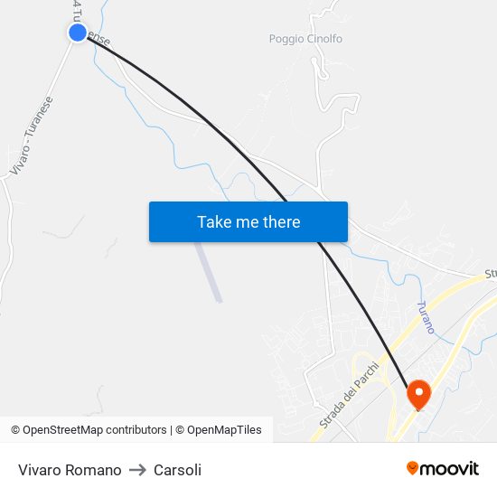 Vivaro Romano to Carsoli map