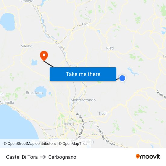Castel Di Tora to Carbognano map
