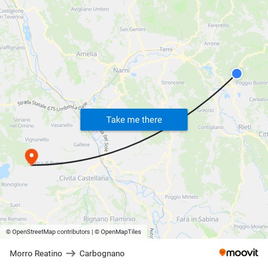 Morro Reatino to Carbognano map