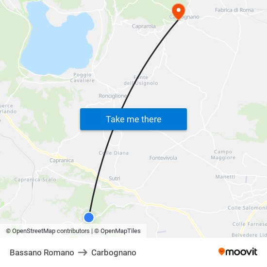 Bassano Romano to Carbognano map