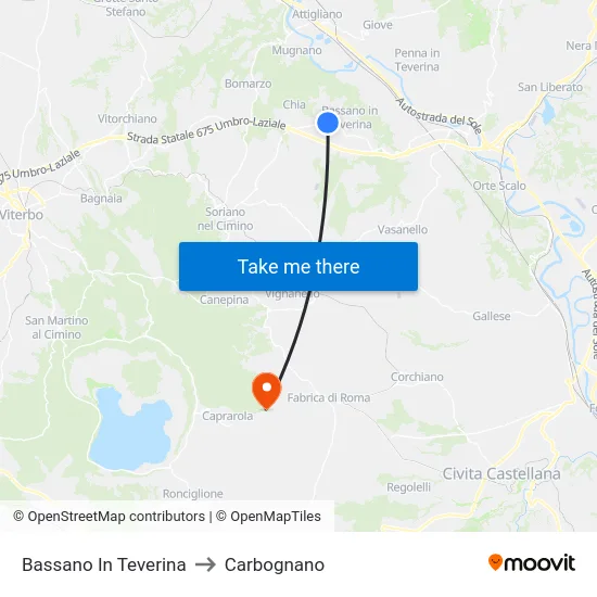 Bassano In Teverina to Carbognano map