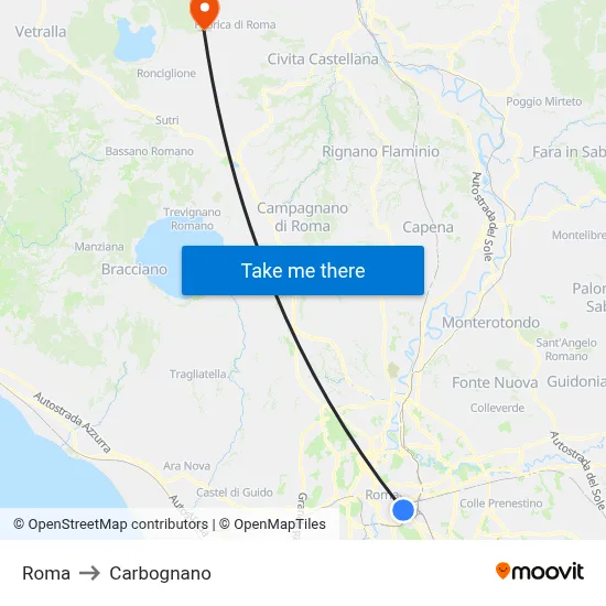 Rome to Carbognano map