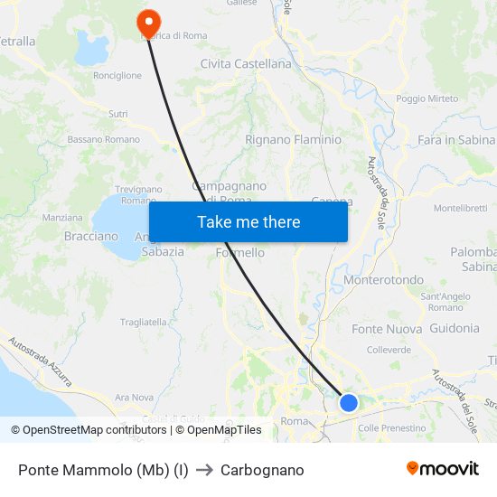 Ponte Mammolo (Mb) (I) to Carbognano map