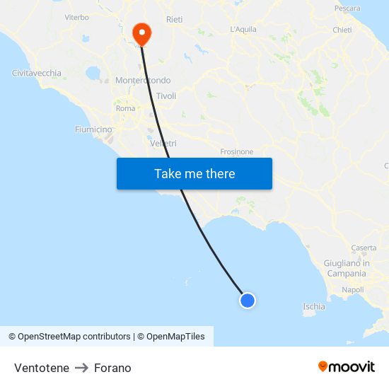 Ventotene to Forano map