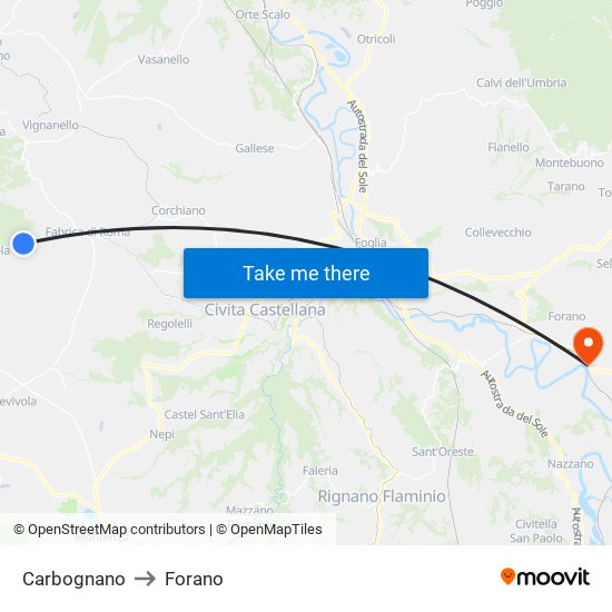 Carbognano to Forano map