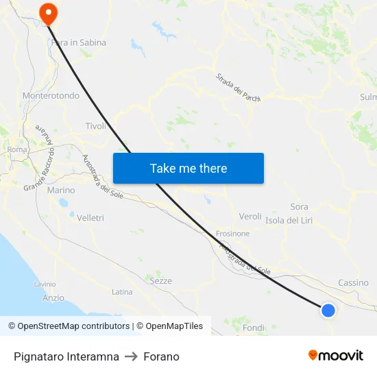 Pignataro Interamna to Forano map