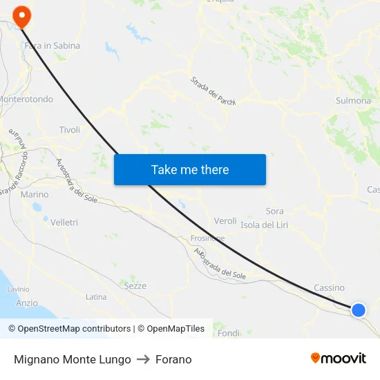 Mignano Monte Lungo to Forano map
