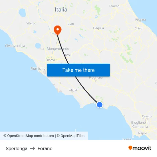 Sperlonga to Forano map