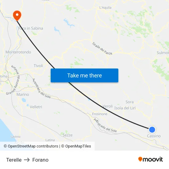 Terelle to Forano map
