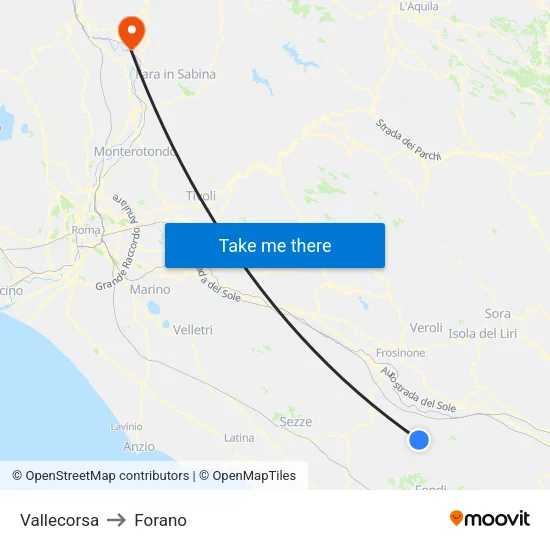 Vallecorsa to Forano map
