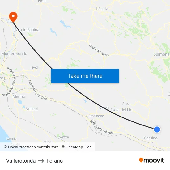 Vallerotonda to Forano map