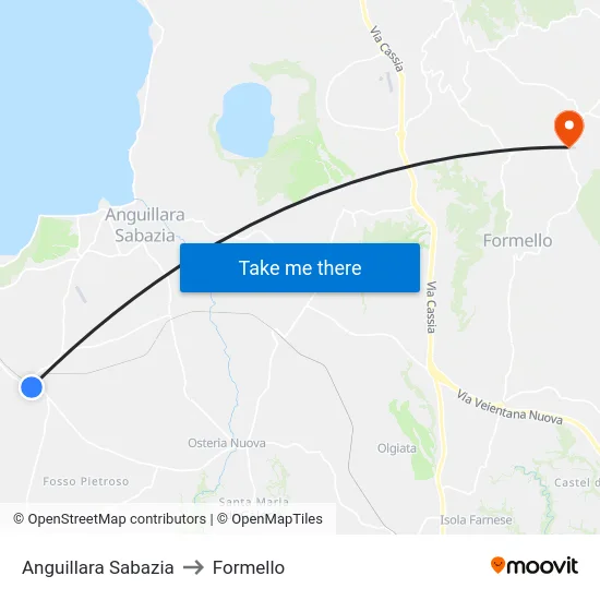 Anguillara Sabazia to Formello map