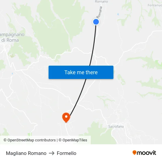 Magliano Romano to Formello map
