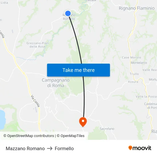 Mazzano Romano to Formello map