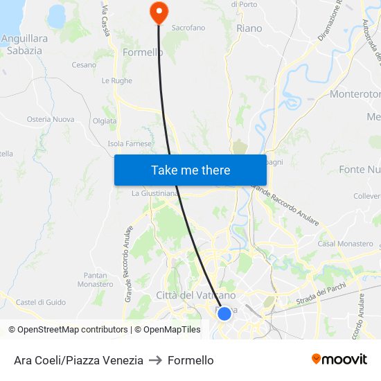 Ara Coeli/Piazza Venezia to Formello map