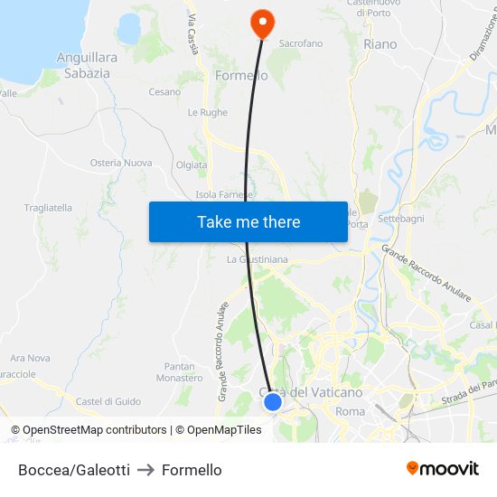 Boccea/Galeotti to Formello map