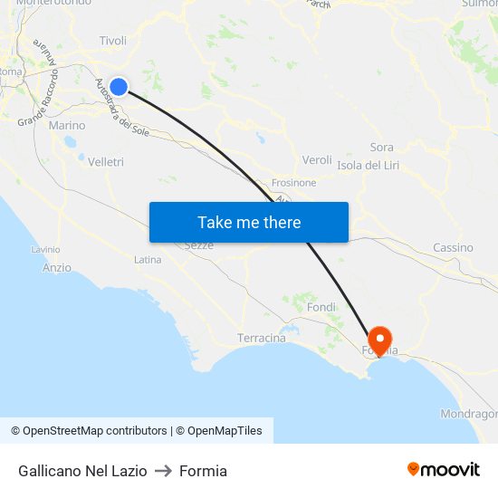 Gallicano Nel Lazio to Formia map