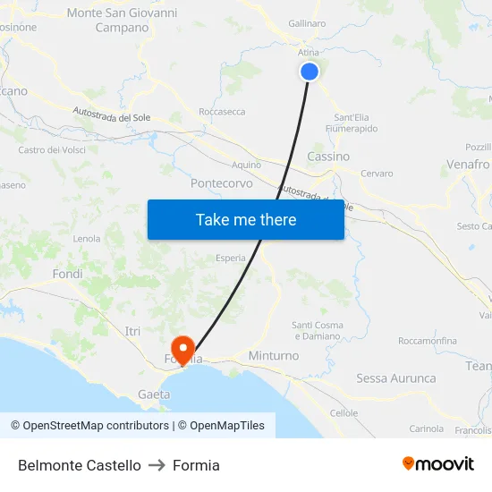 Belmonte Castello to Formia map