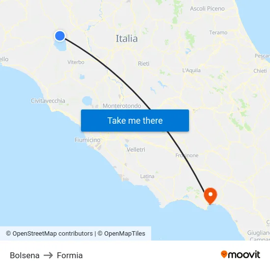 Bolsena to Formia map