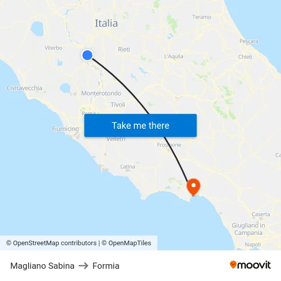 Magliano Sabina to Formia map