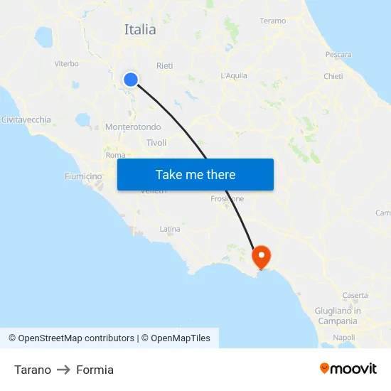 Tarano to Formia map