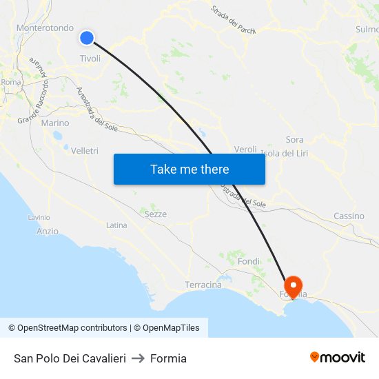 San Polo Dei Cavalieri to Formia map