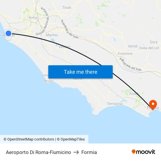 Aeroporto Di Roma-Fiumicino to Formia map