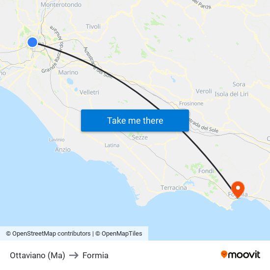 Ottaviano (Ma) to Formia map