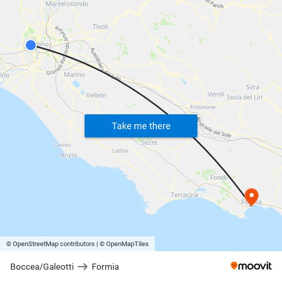 Boccea/Galeotti to Formia map