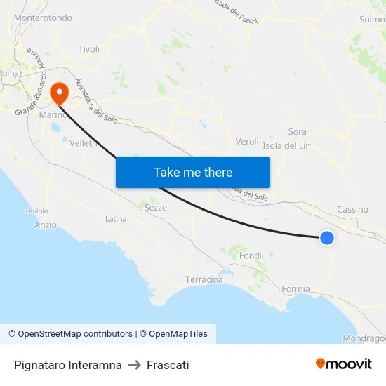 Pignataro Interamna to Frascati map