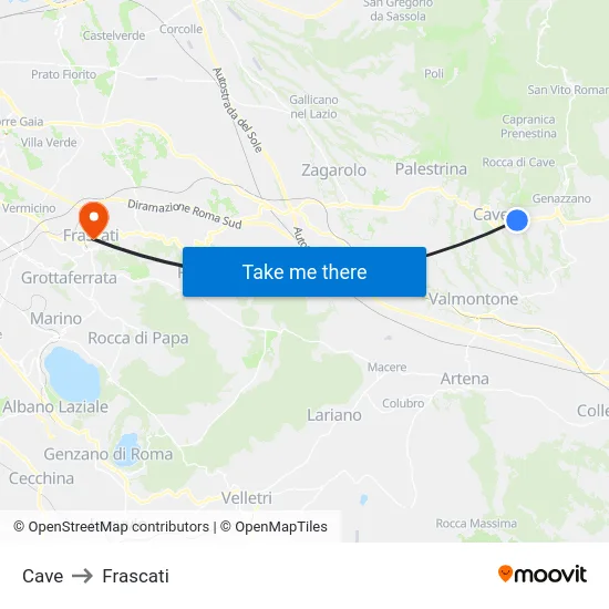 Cave to Frascati map