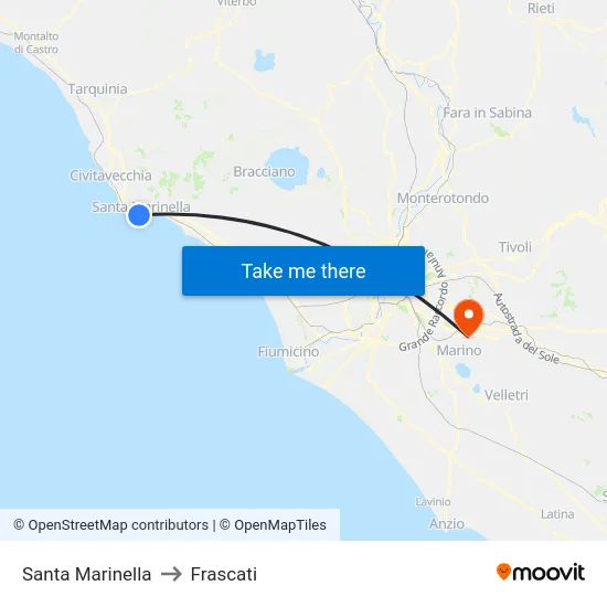 Santa Marinella to Frascati map