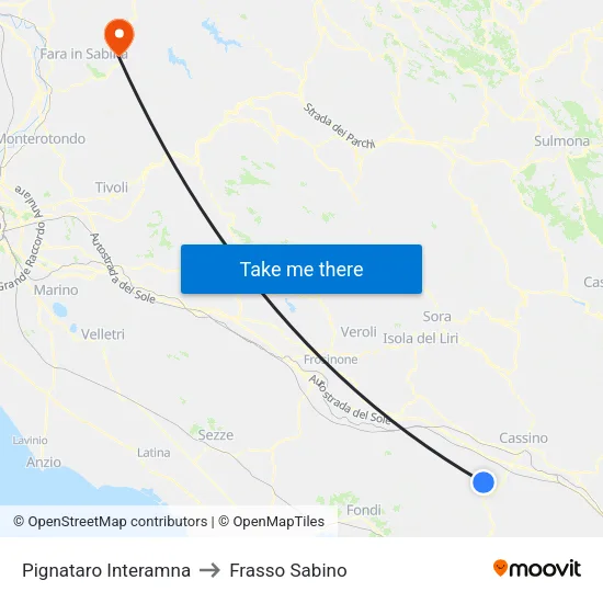 Pignataro Interamna to Frasso Sabino map