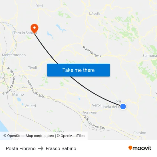 Posta Fibreno to Frasso Sabino map