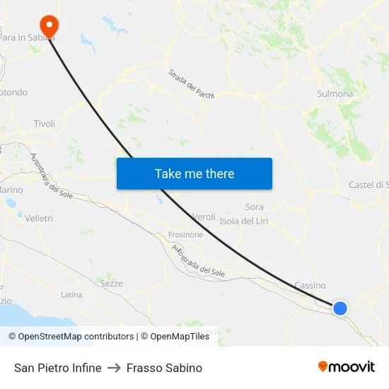 San Pietro Infine to Frasso Sabino map