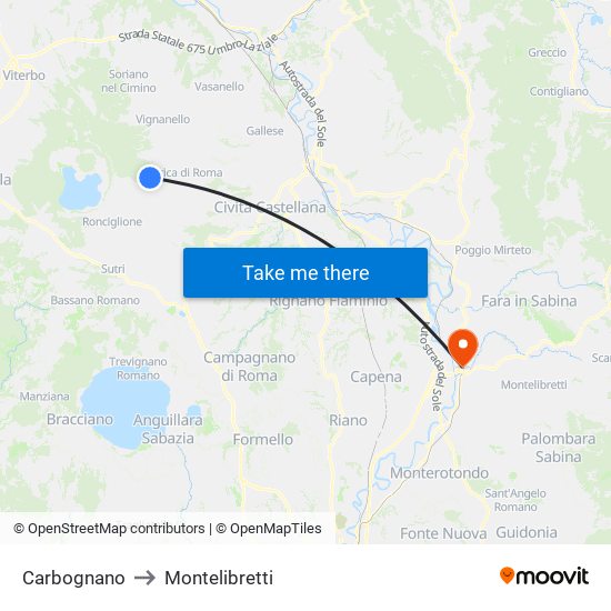Carbognano to Montelibretti map
