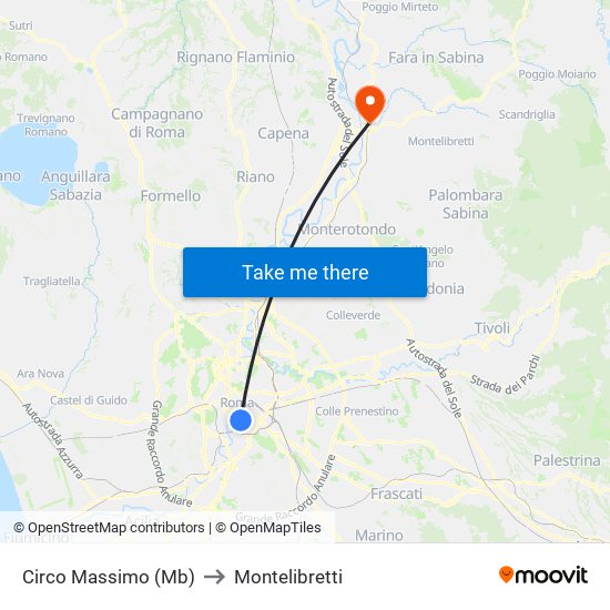 Circo Massimo (Mb) to Montelibretti map