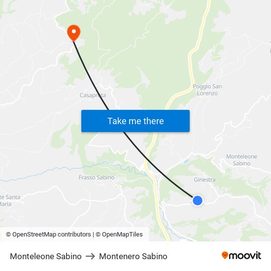 Monteleone Sabino to Montenero Sabino map