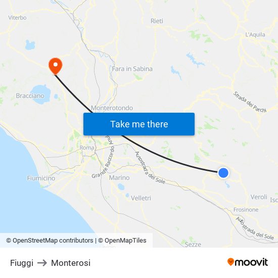 Fiuggi to Monterosi map
