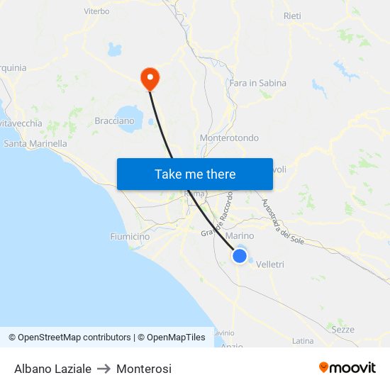 Albano Laziale to Monterosi map