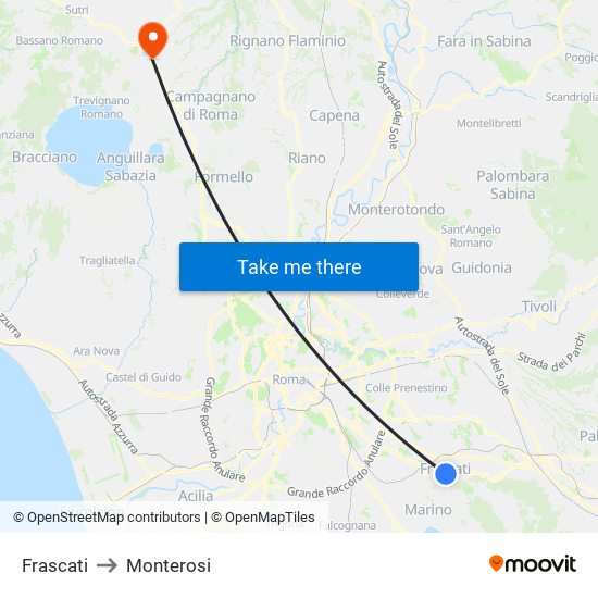 Frascati to Monterosi map