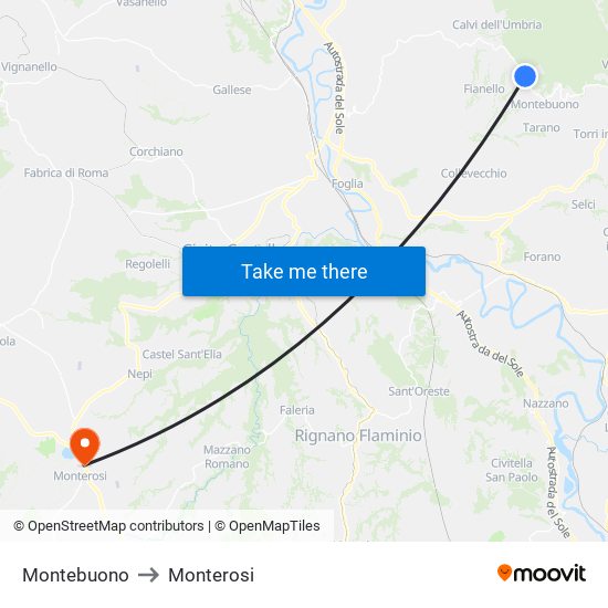 Montebuono to Monterosi map