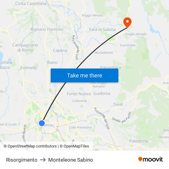 Risorgimento to Monteleone Sabino map