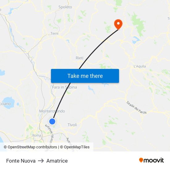 Fonte Nuova to Amatrice map