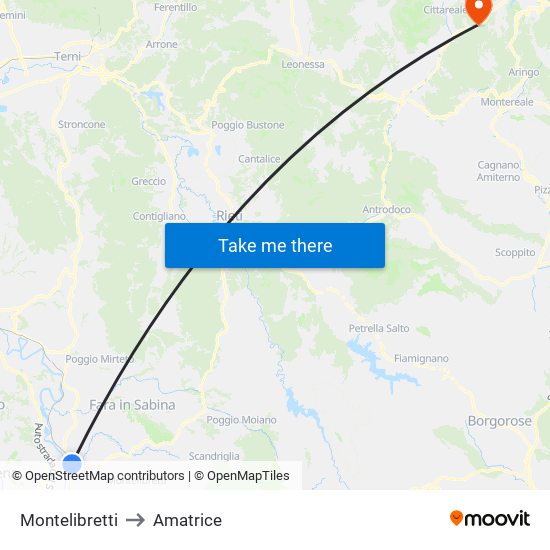 Montelibretti to Amatrice map