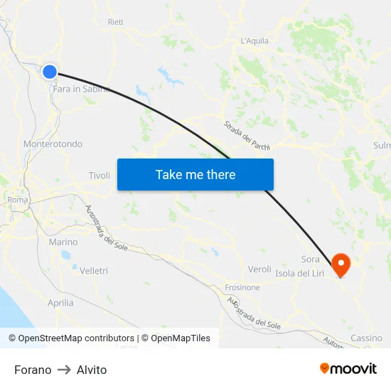Forano to Alvito map