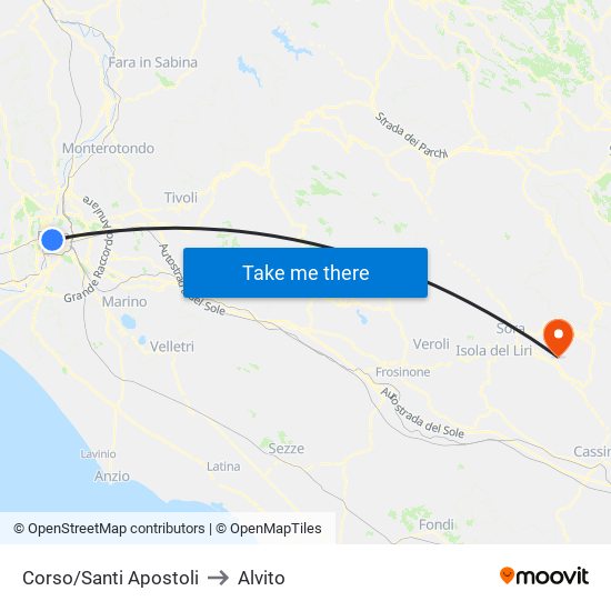 Corso/Santi Apostoli to Alvito map