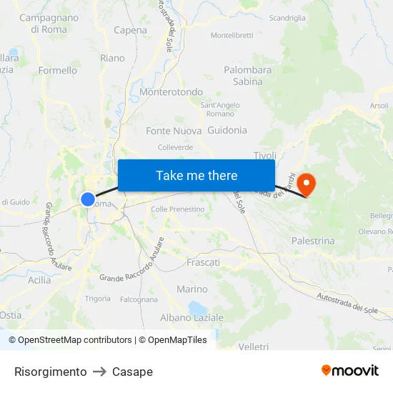 Risorgimento to Casape map